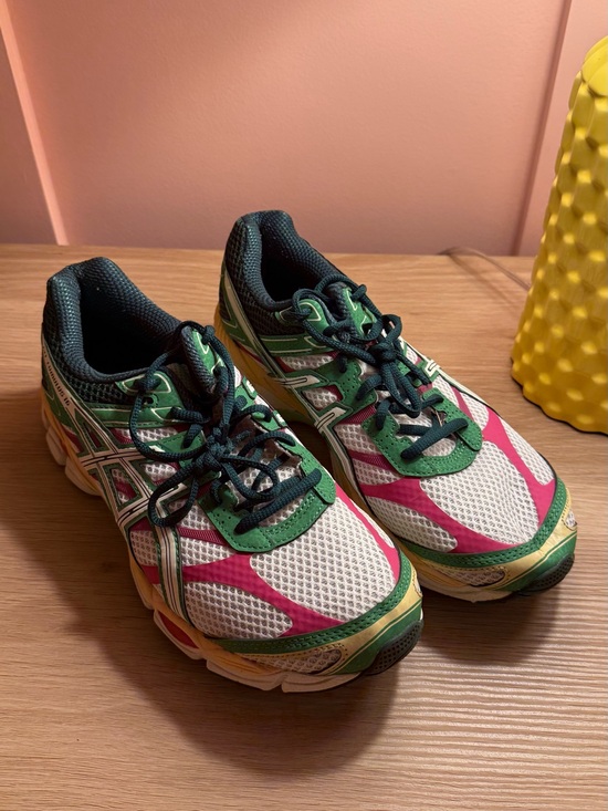Asics Shoes - Retro 2016 Asics White, Green & Pink Performance Running Shoes